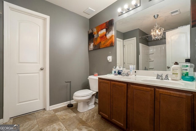 5987 Westchase St, Atlanta, GA 30336 - bathroom with toilet, visible vents, walk in shower, and a sink