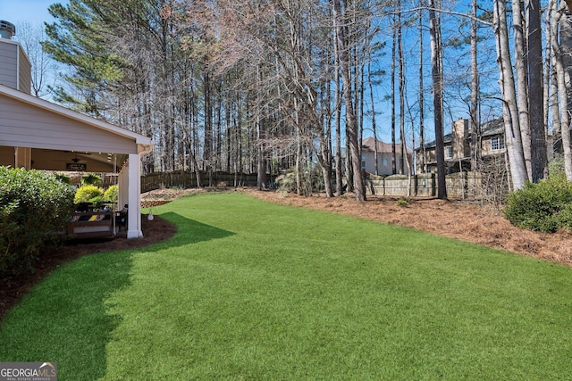 view of yard featuring a fenced backyard