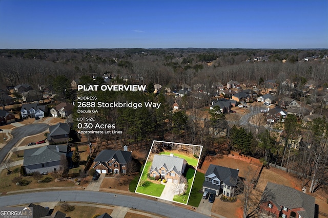 aerial view with a residential view