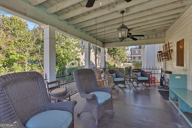 view of patio with ceiling fan