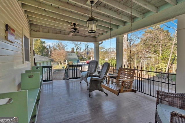 deck with ceiling fan