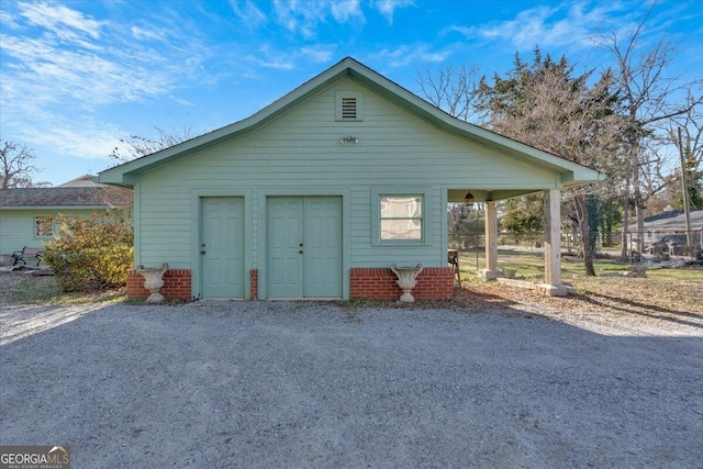 view of garage