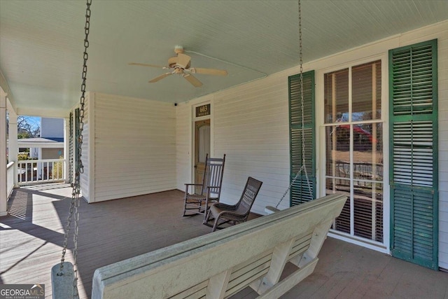 view of patio / terrace featuring a ceiling fan