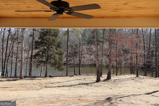 water view featuring a wooded view