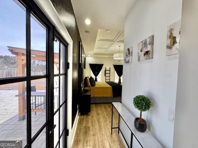 hall with light wood-style flooring