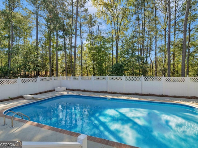 view of pool featuring a fenced backyard and a fenced in pool