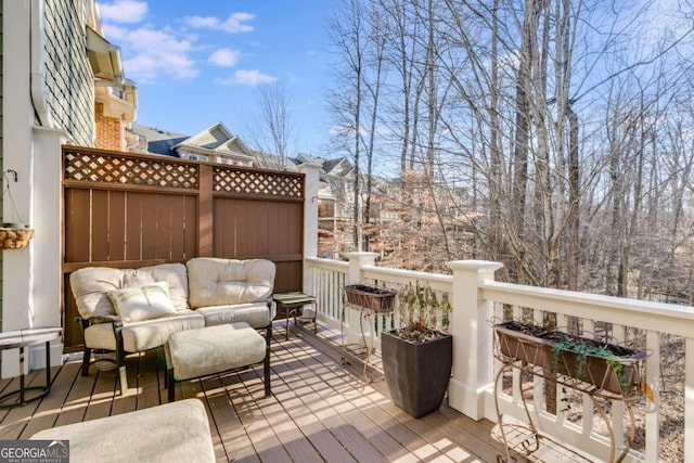 deck with an outdoor living space