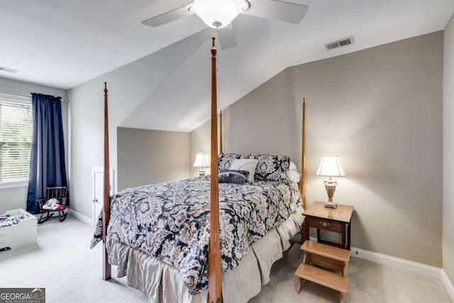 bedroom with carpet flooring, visible vents, and baseboards