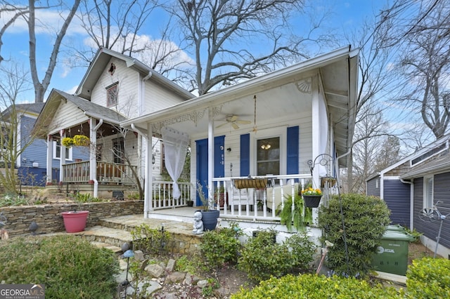 818 Virgil St NE, Atlanta, GA 30307 - view of front facade with covered porch and a ceiling fan