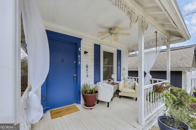 818 Virgil St NE, Atlanta, GA 30307 - doorway to property with covered porch and a ceiling fan