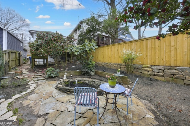 view of patio featuring a fenced backyard