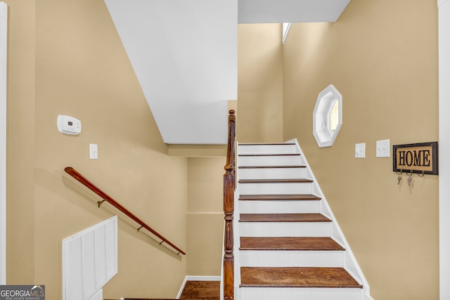 599 Double Branch Rd, Danielsville, GA 30633 - stairs with wood finished floors and baseboards