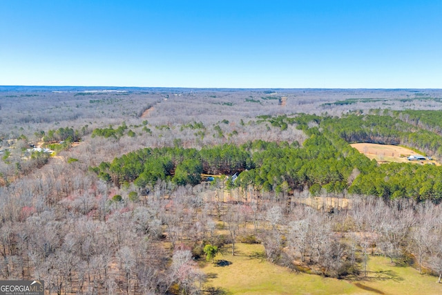 aerial view with a wooded view