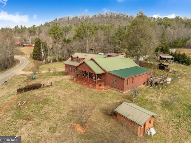 aerial view with a forest view