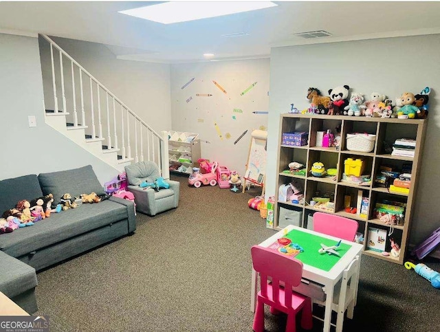 playroom featuring carpet flooring