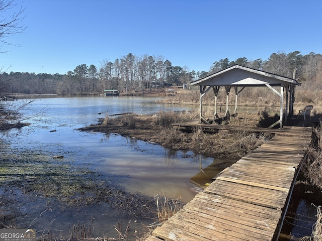 view of dock featuring a water view