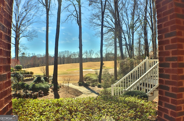 view of yard featuring stairs