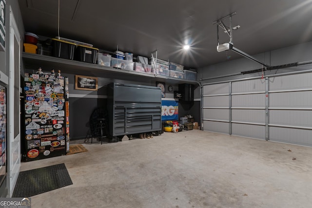 garage with a garage door opener