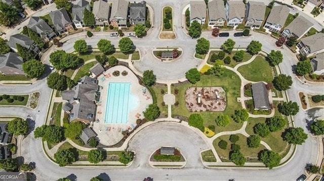 bird's eye view with a residential view