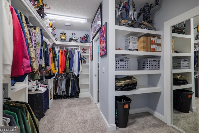 spacious closet with carpet flooring