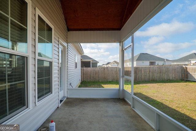 view of unfurnished sunroom