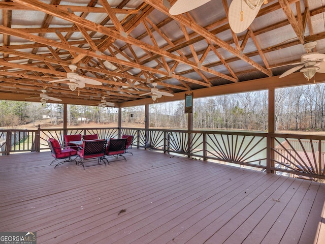 deck with a ceiling fan