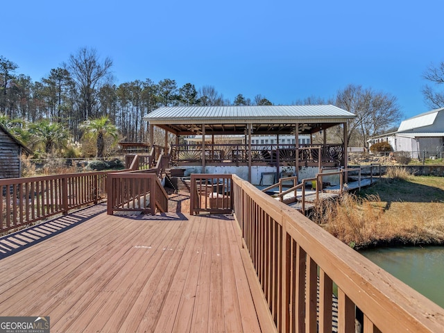 deck featuring a dock