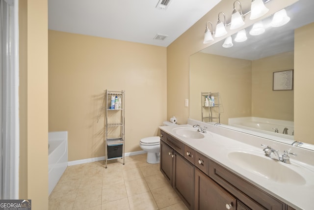 bathroom with visible vents, a sink, and toilet