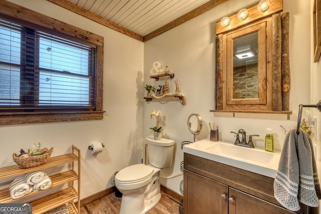 103 Wisteria Dr, Murphy, NC 28906 - bathroom featuring crown molding, vanity, wood finished floors, and wooden ceiling