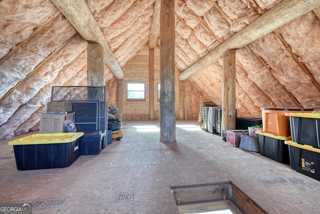 view of unfinished attic