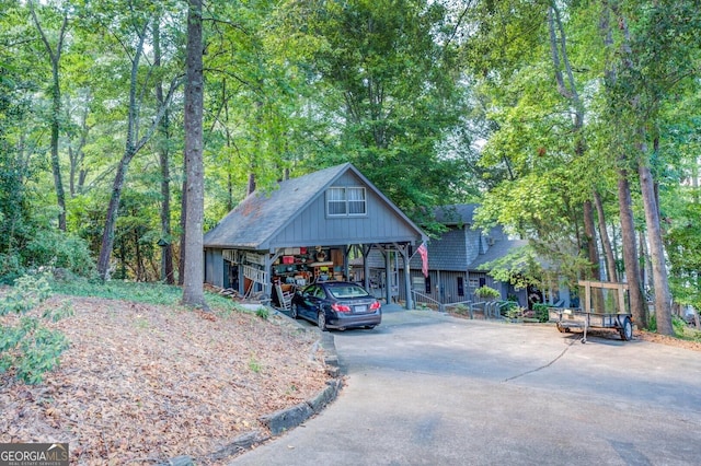 rustic home with a carport