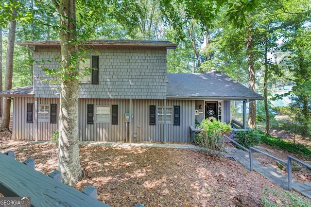 split level home featuring board and batten siding