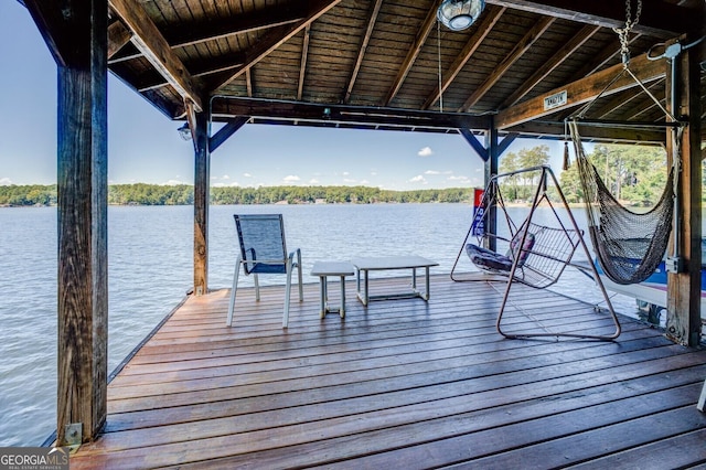 dock area featuring a water view