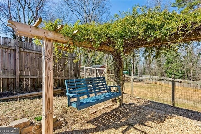 view of yard featuring fence