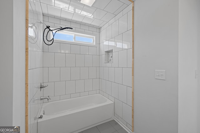 bathroom with shower / bath combination and tile patterned floors