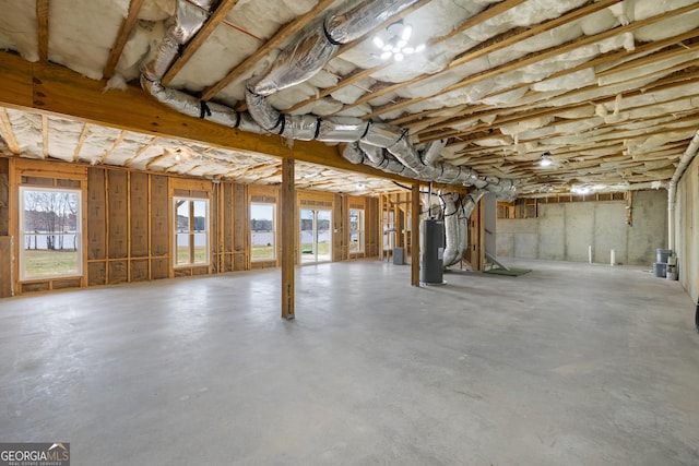 basement featuring water heater