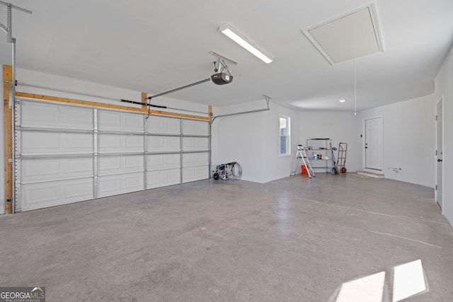 garage with a garage door opener