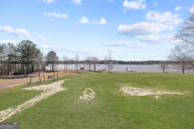 view of yard featuring a water view