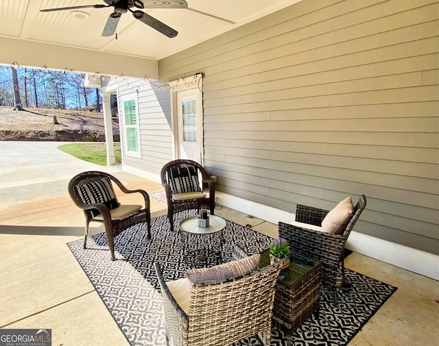 view of patio with a ceiling fan