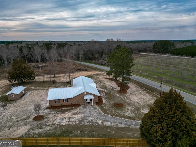 aerial view featuring a rural view