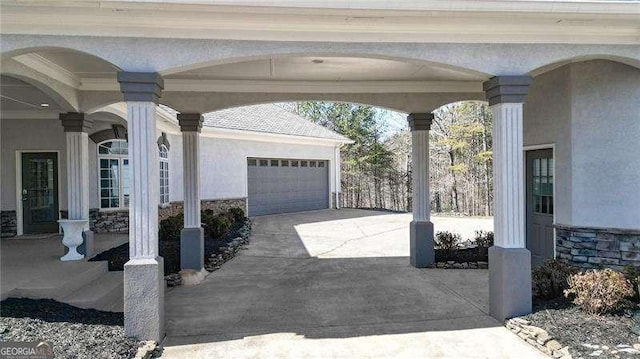 garage with driveway