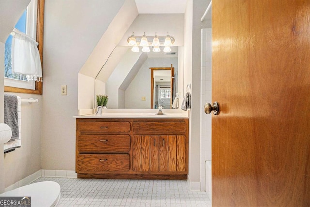 487 Glendale Ct, Stone Mountain, GA 30087 - bathroom with tile patterned flooring, vanity, and toilet