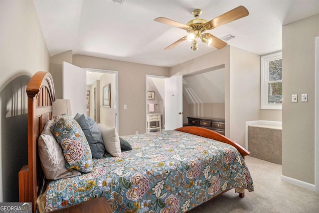 487 Glendale Ct, Stone Mountain, GA 30087 - carpeted bedroom featuring visible vents, ceiling fan, and baseboards