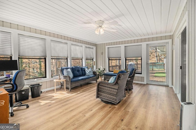 487 Glendale Ct, Stone Mountain, GA 30087 - sunroom / solarium with wood ceiling and a ceiling fan