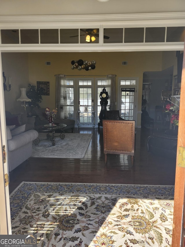 interior space featuring visible vents and french doors