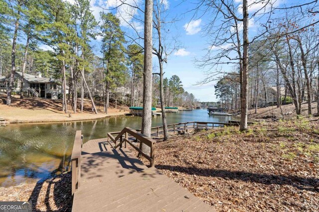 view of dock featuring a water view