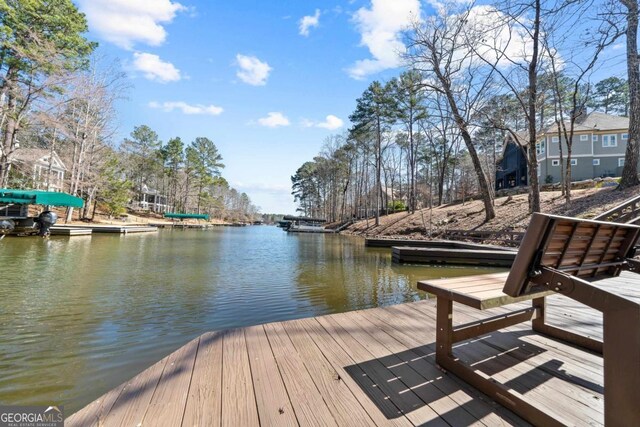 view of dock featuring a water view