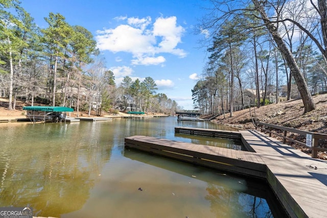 view of dock featuring a water view