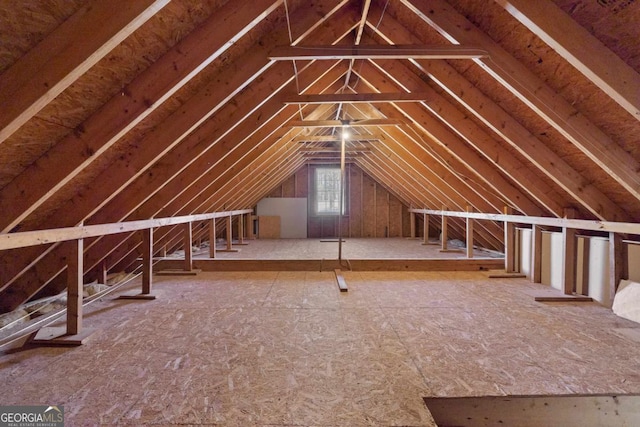 view of unfinished attic