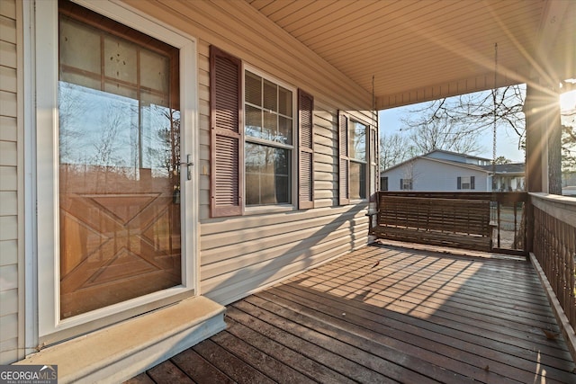 deck featuring a porch